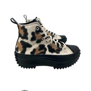 Converse Run Star Hike High Glitter Platform Sneakers Leopard Black Gold NWOT